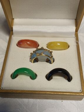 Ross Simons Jade Interchangeable Ring Set with Ornate Goldtone Caged Ring Jacket